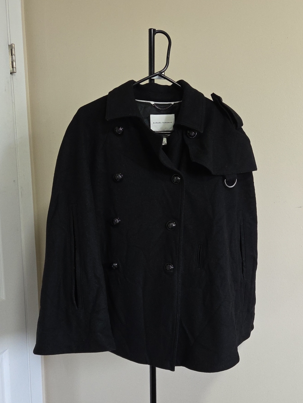 Banana Republic Black Double-Breasted Pea Coat